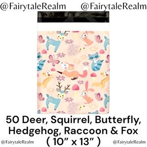 10”x13” Raccoon, Rabbit, Deer ( 50 ) Poly Mailers, Shipping Envelopes, Gift Bags
